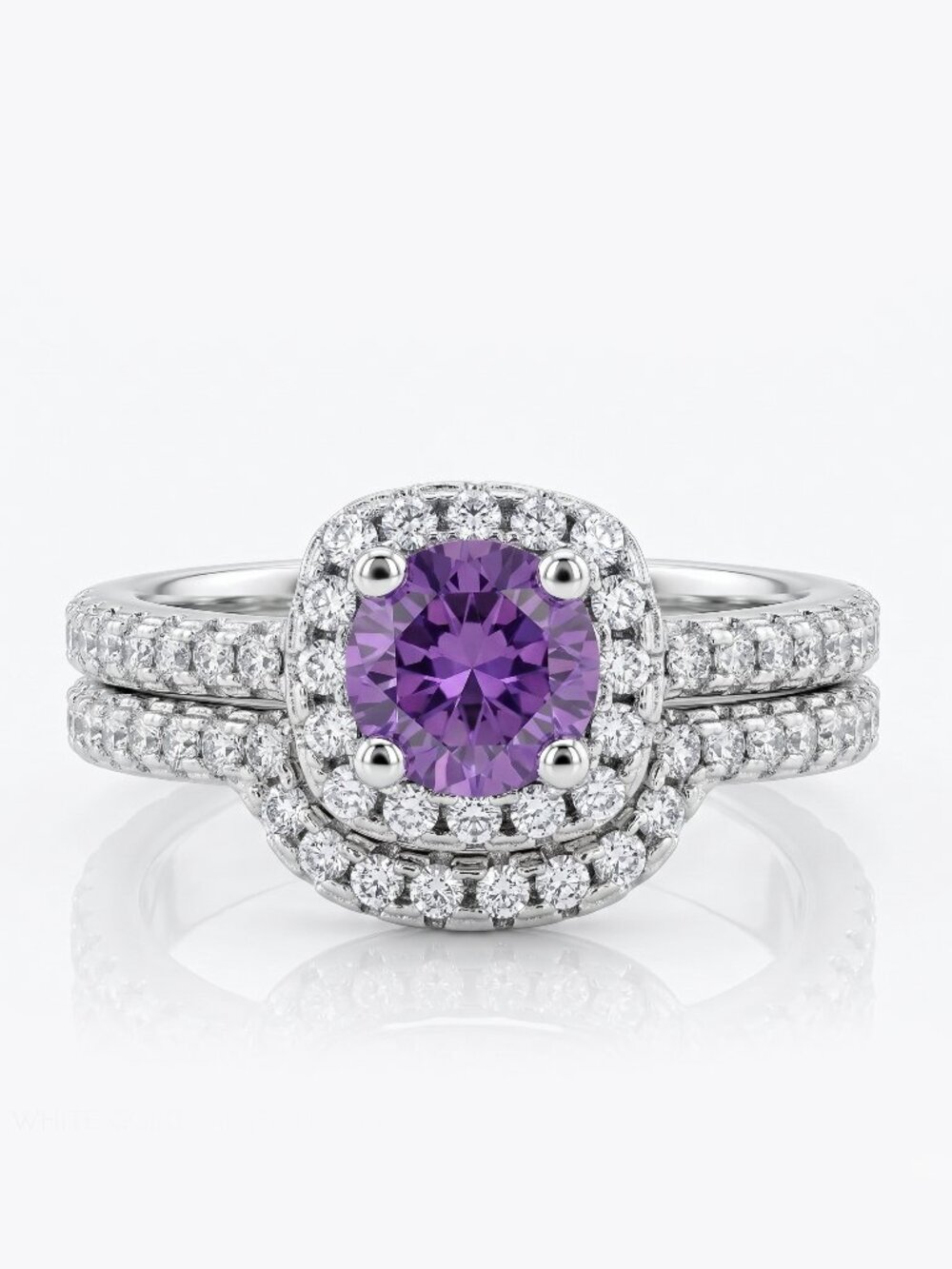 Purple Amethyst ring set, 925 Sterling Silver  Charmed Aroma Feb Birthstone